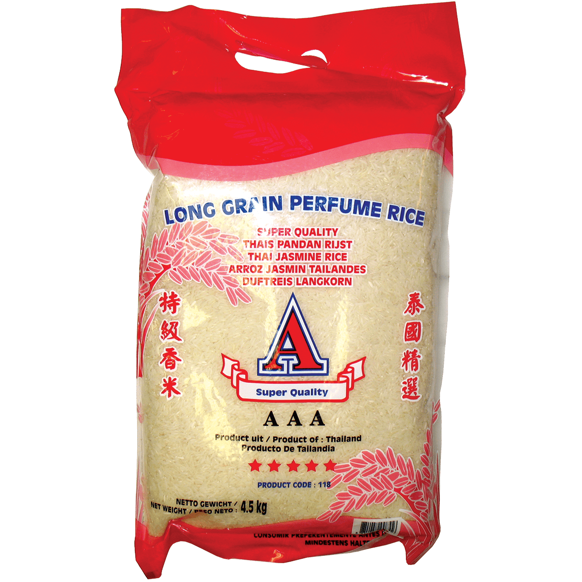 A Brand Thaise Pandan Rijst Hele Korrels 4.5kg  Amazing Oriental