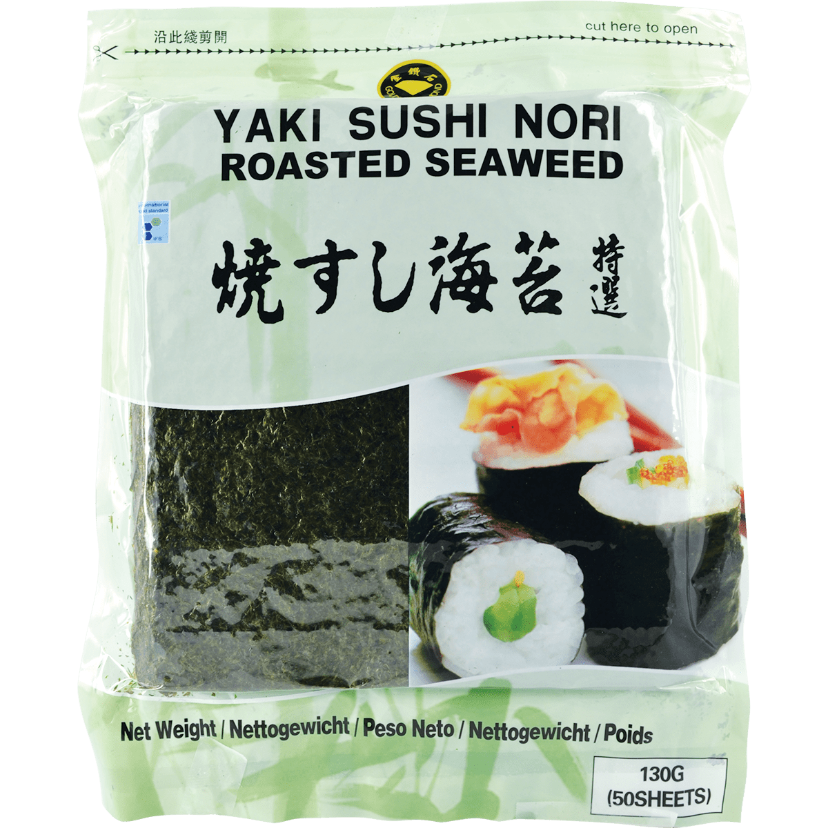 nori＊＊＊ Golden Diamond Yaki Sushi Nori Geroosterde Zeewier 50 Vellen 130g