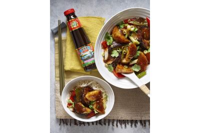 Aubergine, Potato & Bell Peppers Braised in Oyster Sauce