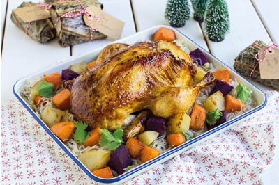 酿粉丝烤鸡 / Roasted Chicken Filled With Glass Noodles
