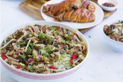 Rice Vermicelli Soup with Duck and Pickled Vegetables