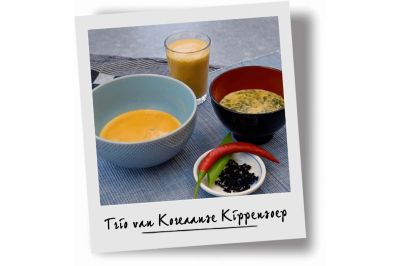 Trio van Koreaanse kippensoep