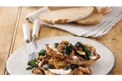 Mushrooms and Kale on Toast