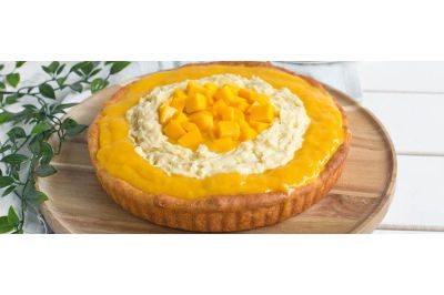 Kokos Rijstevlaai met Durian en Mango