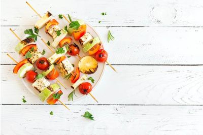 Barbecuespiesjes met pittige tofu en groenten
