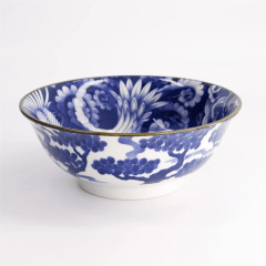 Tokyo Wa Mixed Bowl Crane 20.5x8cm Blue/White