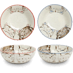 Kom 15.8x4 cm Neko Blauw/ Roze (Per Stuk)