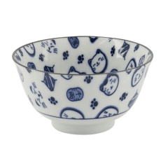 Tokyo Kawaii Lucky Cat Neko Bowl 12.7x6.8cm 300ml Blue 