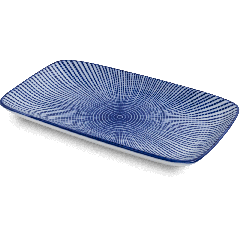 寿司盘 竹子纹蓝色 中国制造 22x12.2x2厘米