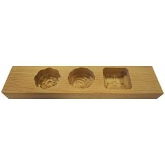 木制花形刻纹糕点模具  28x7厘米 
