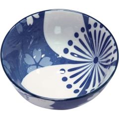 Oriental Kom Rond Blauw Wit Bloemen Ø13.5cm 