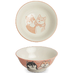 碗  柴犬粉紅色 21公分