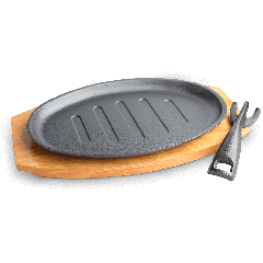 牛排餐具拼盘 11.5寸 / Cast Iron Steak Platter With Wood Trivet 11.5" (Tipan Oval)