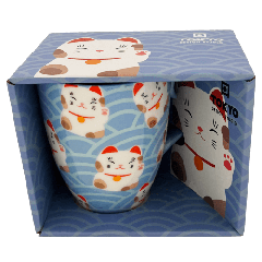 Kawaii Lucky Cat Mug White Blue 8.5x10.2 cm 380ml