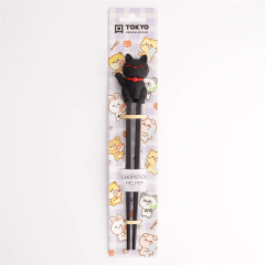 Tokyo Kinder Eetstokjes Gelukskat Zwart  22cm