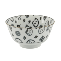 Tokyo Kawaii Lucky Cat Neko Bowl 12.7x6.8cm 300ml Black