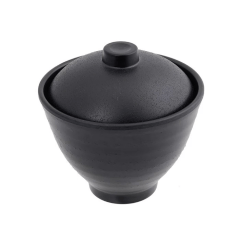 Melamine Zen Soup Bowl with lid 10.5x7.9cm 250ml Black