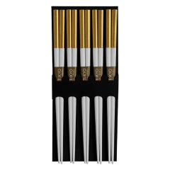 Tokyo Chopstick Set/5 Gold & White