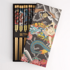 Tokyo Eetstokjes Geschenkset /5 Yakuza Blauwe Draak