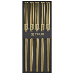 Tokyo Eetstokjes Set/5 Roestvrij Staal Goud 
