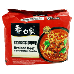 Baixiang Tasty Treat Braised Beef Flavor Instant Noodles (Five Packs) 107gx5