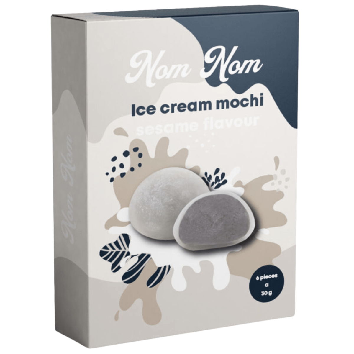 Nom Nom Frozen Black Sesame Mochi Ice Cream 6x30g | Amazing Oriental