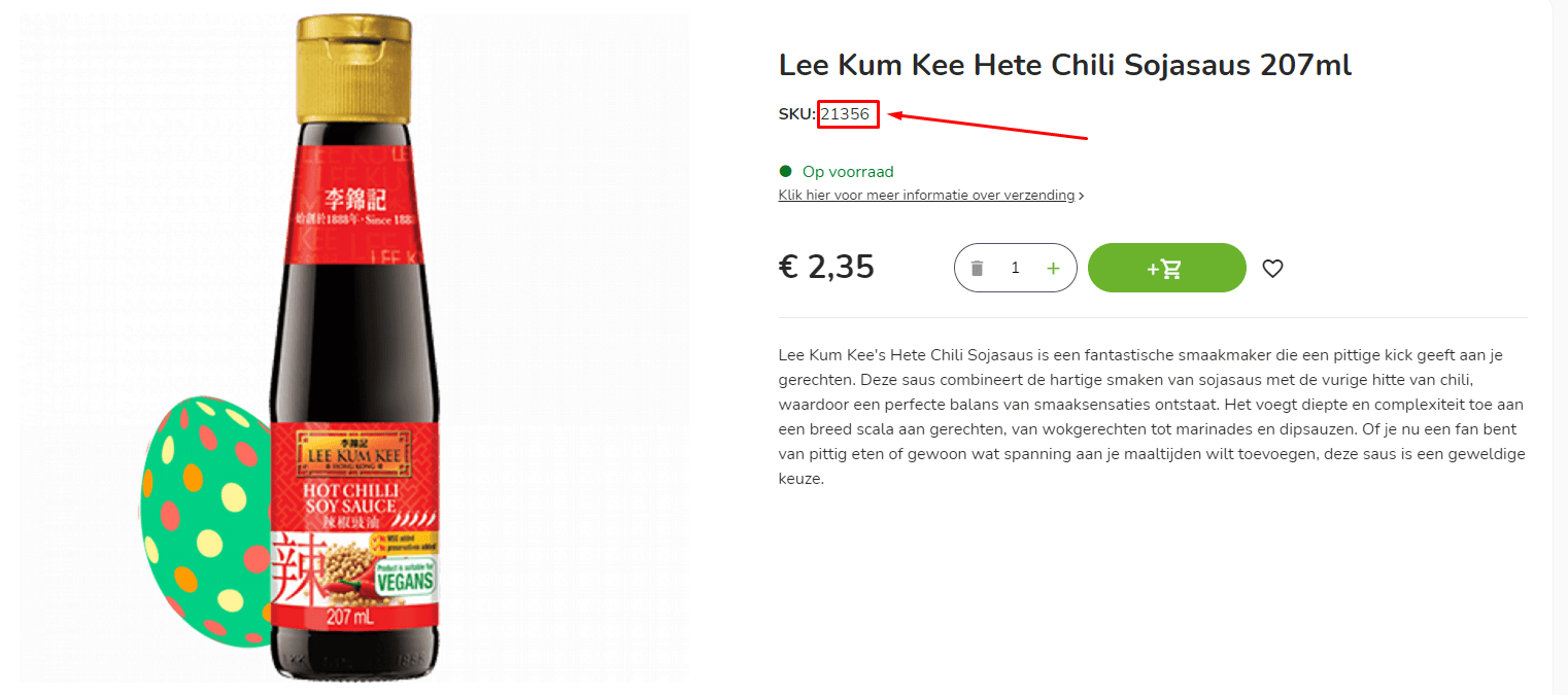 Voorbeeld SKU/productcode